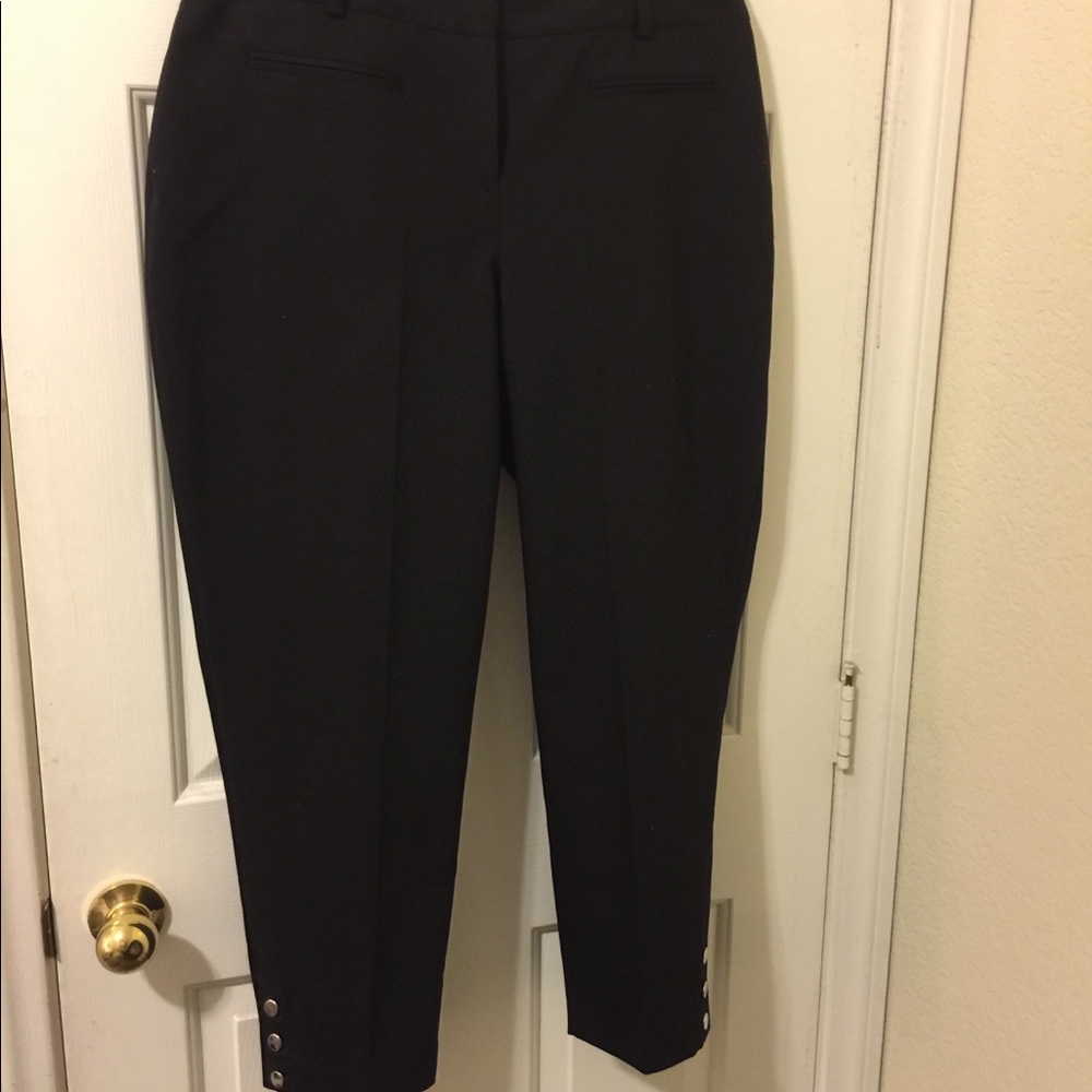 Sleek Black Dress Slacks with Silver Buttons!